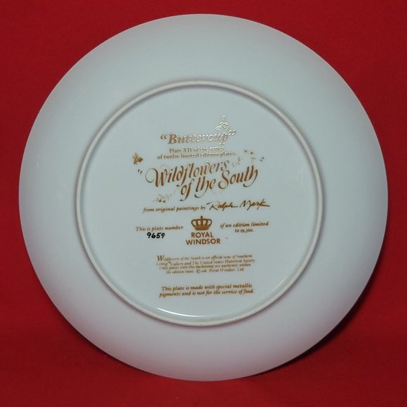 VTG Decorative Plate Royal Windsor Buttercup Wildflowers of the South Gold Trim - Picture 3 of 12